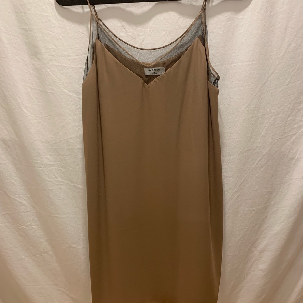 Babaton Midi Slip Dress Ciro Mesh Inset